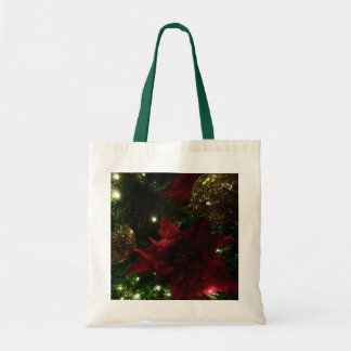 Maroon and Gold Christmas Tree I Holiday Photo Tote Bag