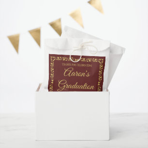 Maroon and Gold Classy Stylish Graduation Party Favour Bags
