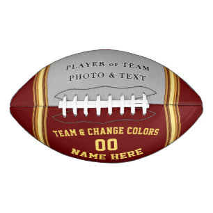 Maroon and Gold Custom Printed Football with PHOTO