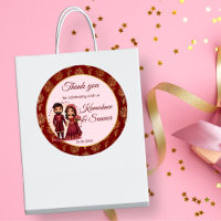 Maroon and gold cute Indian bridal couple favour