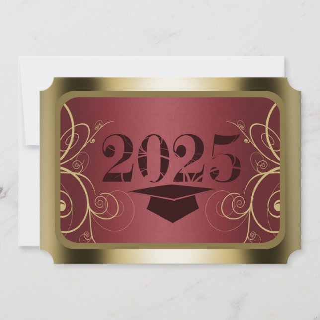 Maroon and Gold Frame Graduation Invitation (Front)