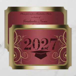 Maroon and Gold Frame Graduation Party Invitation