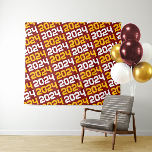 Maroon and Gold Graduation Backdrop Tapestry