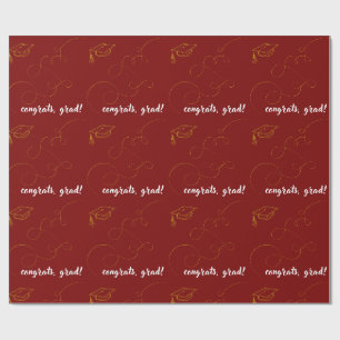 Maroon and Gold Graduation Wrapping Paper