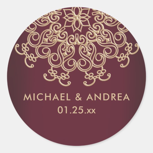 MAROON AND  GOLD INDIAN INSPIRED  LABEL (Front)