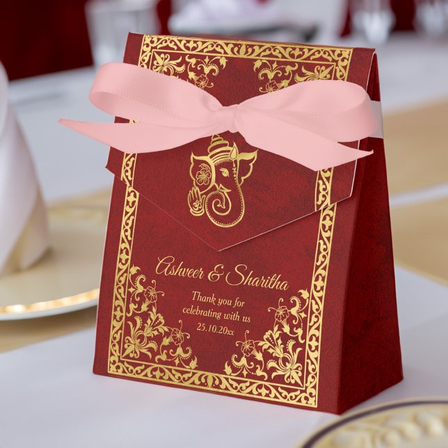 Maroon and gold Indian wedding elephant Favour Box (Maroon and gold Indian wedding elephant elegant Favor Boxes Indian wedding favors)