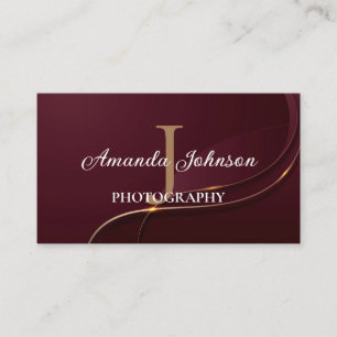 Maroon and Gold Monogram Modern Professional Business Card