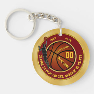 Maroon and Gold Personalised Basketball Keychains