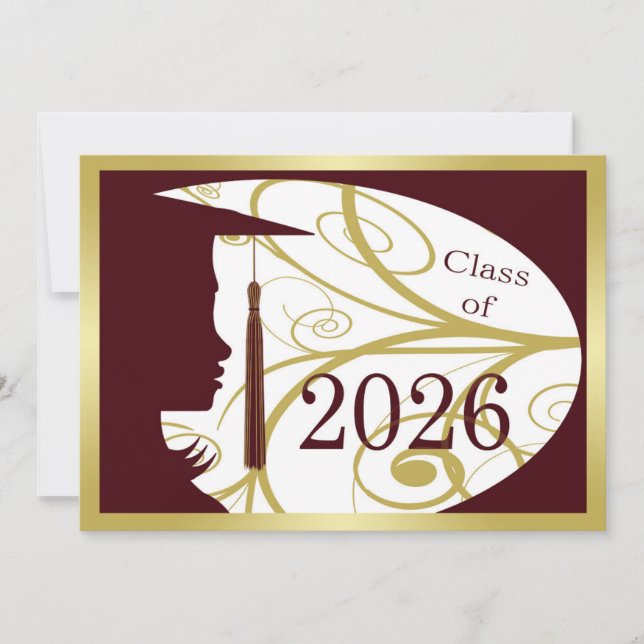 Maroon and Gold Silhouette 2026 Card (Front)