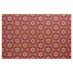 Maroon and Gold Star Glow Christmas or Hanukkah Fabric