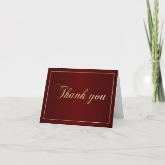 Maroon and Gold Thank You Note Card