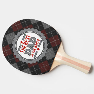 Maroon and Grey Argyle Best Dad Ping Pong Paddle