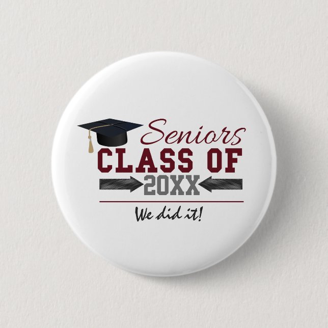 Maroon and Grey Graduation Button (Front)