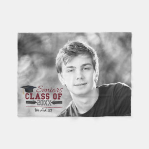 Maroon and Grey Typography Graduation Blanket