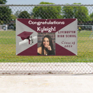 Maroon and Grey Vinyl Graduation Photo Banner