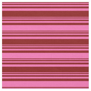 Maroon and Hot Pink Lined Pattern Fabric