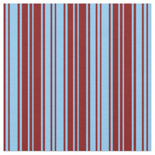 Maroon and Light Sky Blue Coloured Stripes Pattern Fabric