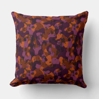 maroon and orange camo abstract cushion