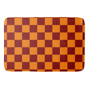 Maroon and Orange Chequered Vintage Bath Mat