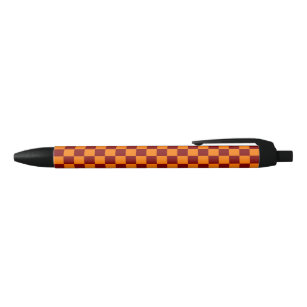 Maroon and Orange Chequered Vintage Black Ink Pen