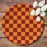 Maroon and Orange Chequered Vintage Paper Plate<br><div class="desc">Maroon and Orange Chequered Vintage</div>