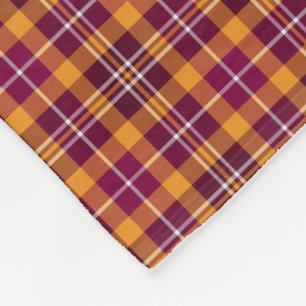 Maroon and Orange Sporty Plaid Pattern Fleece Blanket