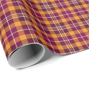 Maroon and Orange Sporty Plaid Pattern Wrapping Paper