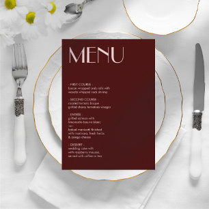 Maroon and pale pink aesthetic wedding menu
