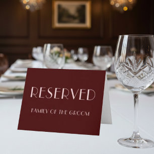 Maroon and pale pink wedding reserved place card