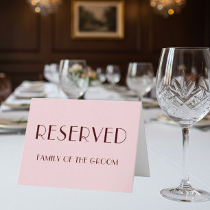 Maroon and pale pink wedding reserved place card