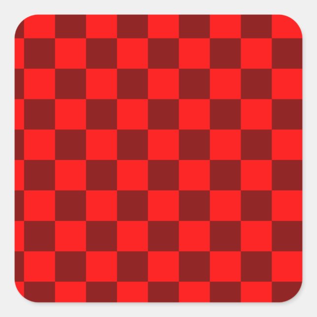 Maroon and Red Chequered Vintage Square Sticker (Front)