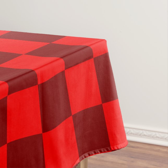 Maroon and Red Chequered Vintage Tablecloth (In Situ)