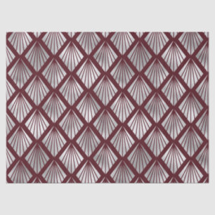 Maroon and Silver Art Deco Diamond Pattern Tissue Paper