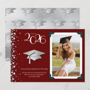 Maroon and Silver Graduation Announcement Photo