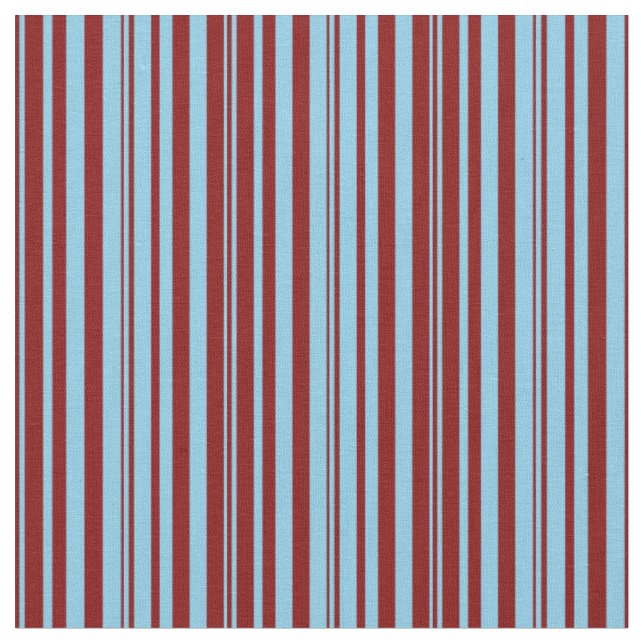 Maroon and Sky Blue Coloured Pattern of Stripes Fabric (Close Up)