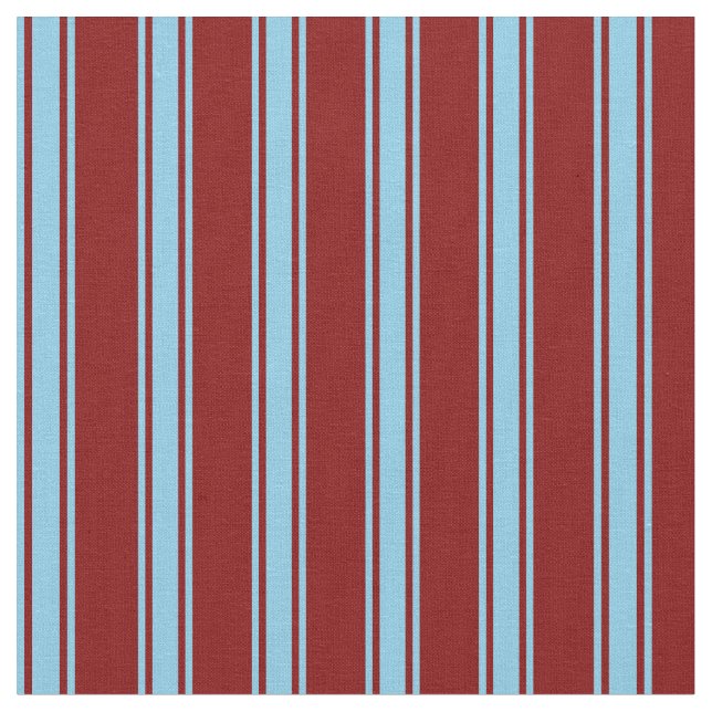 Maroon and Sky Blue Stripes Fabric (Close Up)
