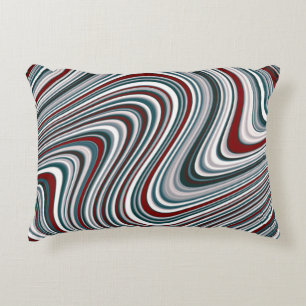 Maroon and Teal Blue Abstract Curvy Shapes Decorative Cushion