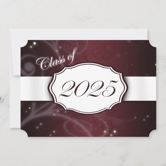 Maroon and White 2025 Graduation Invitations (Front)
