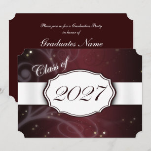 Maroon and White 2027 Graduation Party Invitation