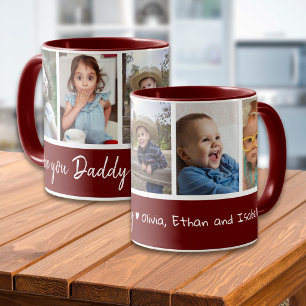 Maroon And White 5 Photo Collage Love You Daddy Mug