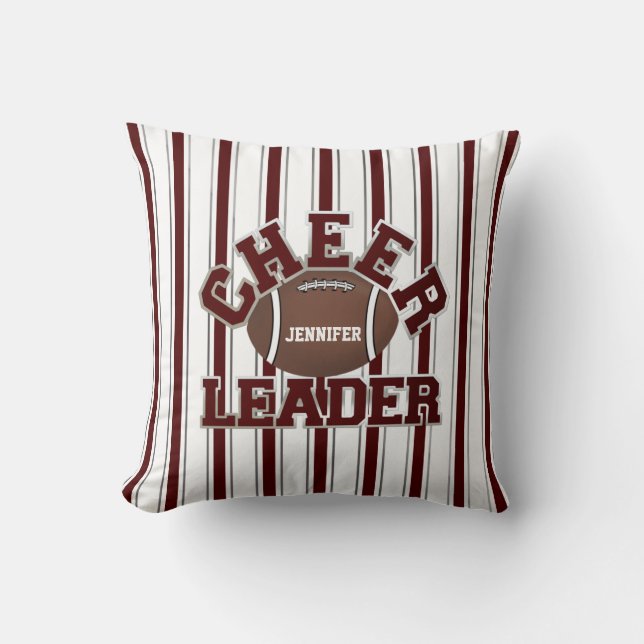 Maroon and White Cheerleader Throw Pillow (Front)