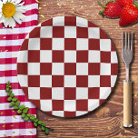 Maroon and White Chequered Vintage Paper Plate<br><div class="desc">Maroon and White Chequered Vintage</div>