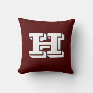 Maroon and White Collegiate Color Style Monogram Cushion