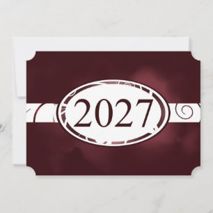 Maroon and White Floral Button 2027 Card