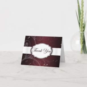 Maroon and White Floral Thank You Card