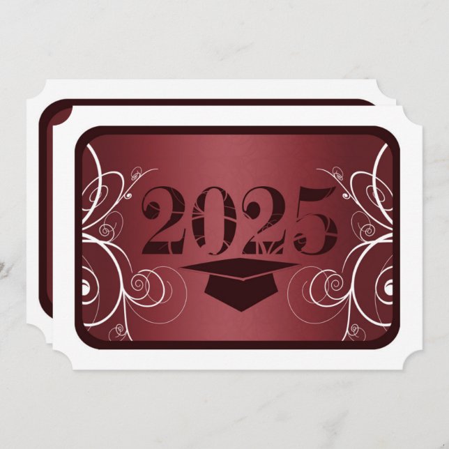 Maroon and White Frame Graduation Party Invitation (Front/Back)