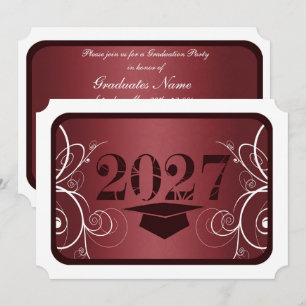 Maroon and White Frame Graduation Party Invitation