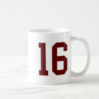 Maroon And White Number 16 Jersey Player Uniform # Coffee Mug