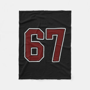 Maroon And White Number 67 Jersey Player Uniform # Fleece Blanket