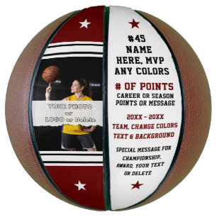 Maroon and White, PHOTO Basketball with Name on It